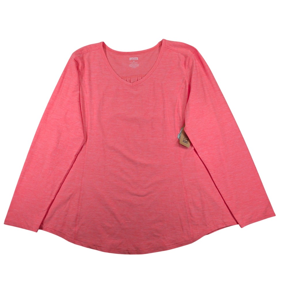 Duluth Trading Co Armachillo Cooling V-Neck T-Shirt Heathered Orange XXL 81703
